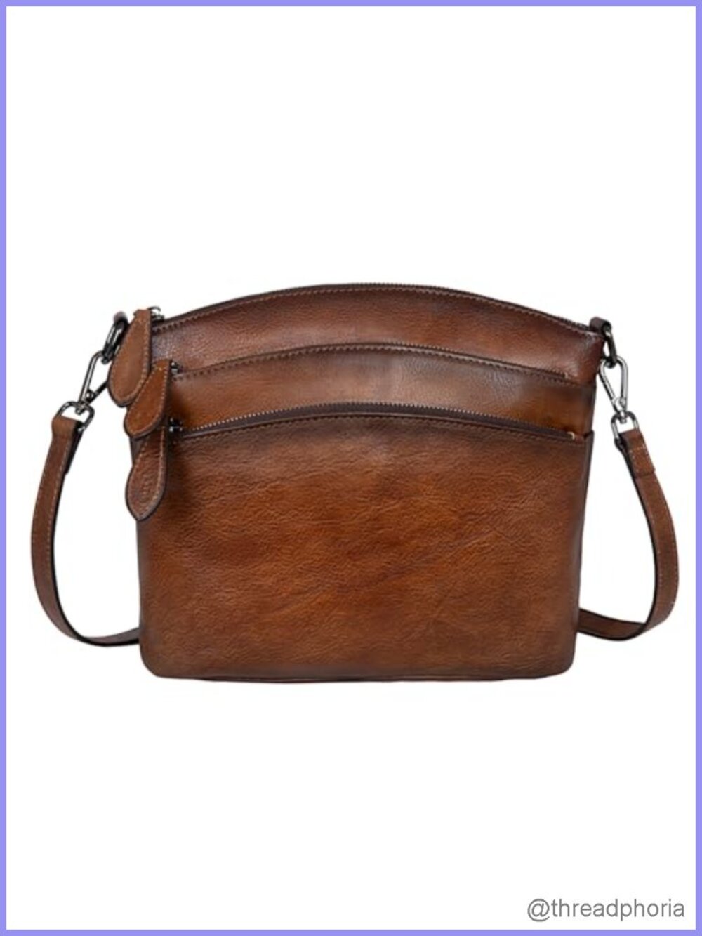 Vintage Leather Crossbody Bag Adjustable Strap Women Travel Satchel